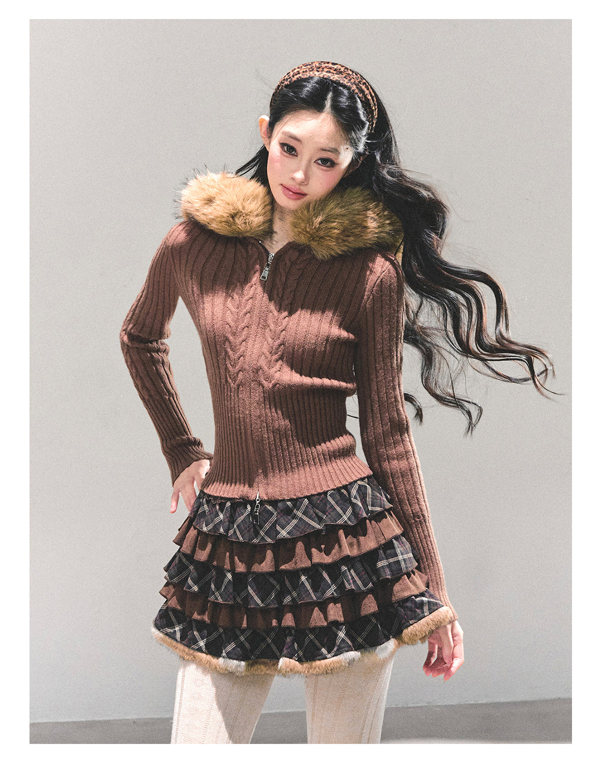 ShaoYeYan Lost Sunset Korean Hooded Knit Cardigan