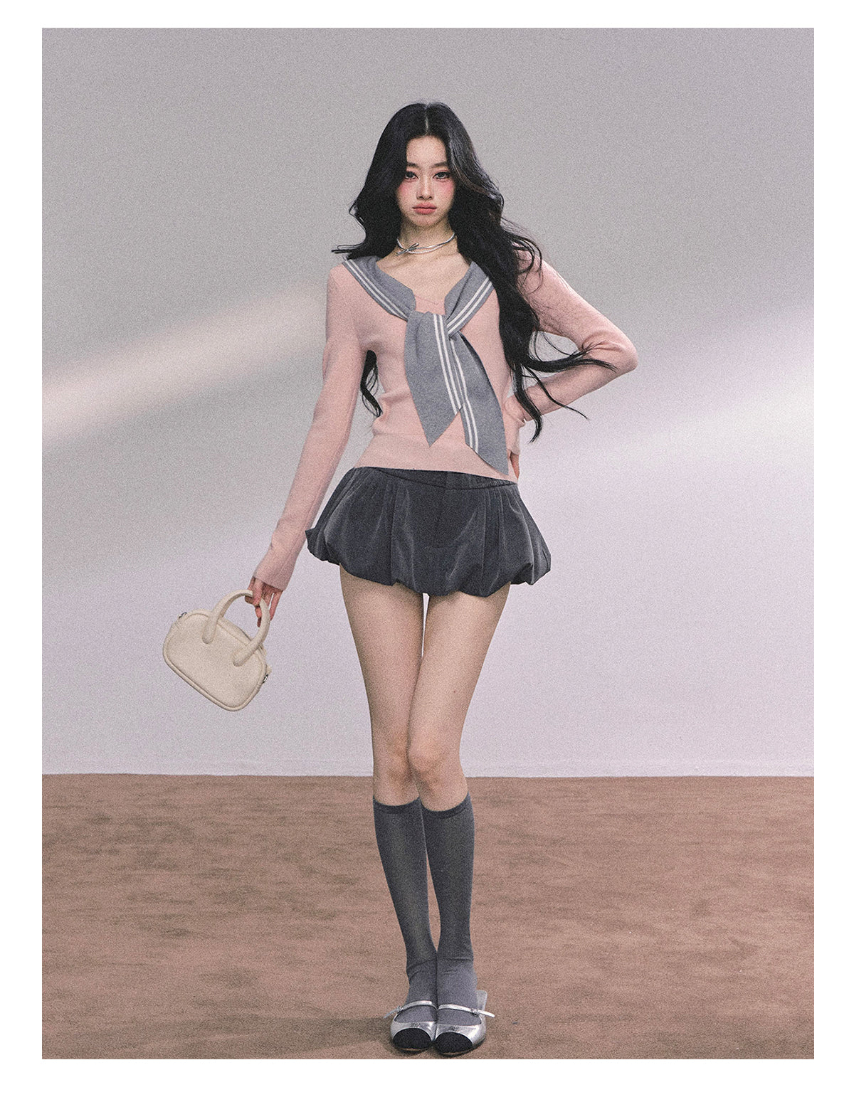 SHAOYEYAN American Long Sleeve Sailor Collar Slimming Tee