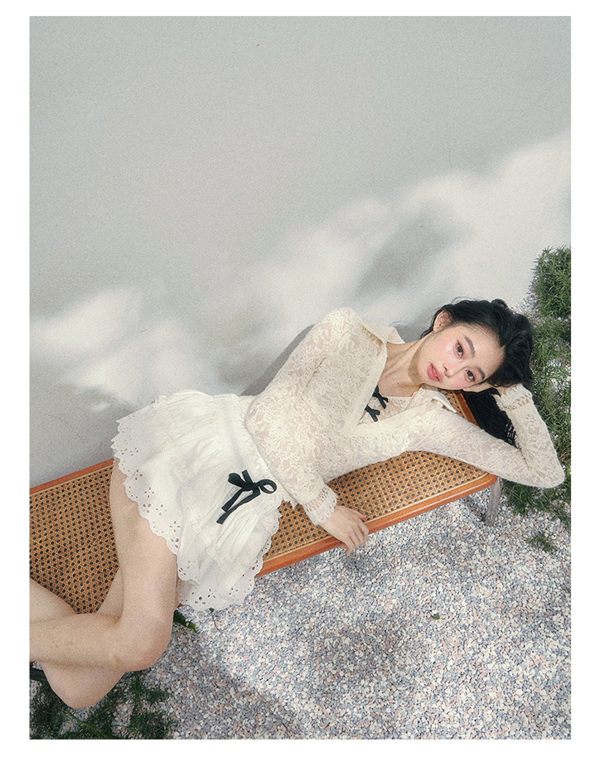ShaoYeYan Aomalm Out-of-Focus Monologue Fake Two-Layer Lace Top