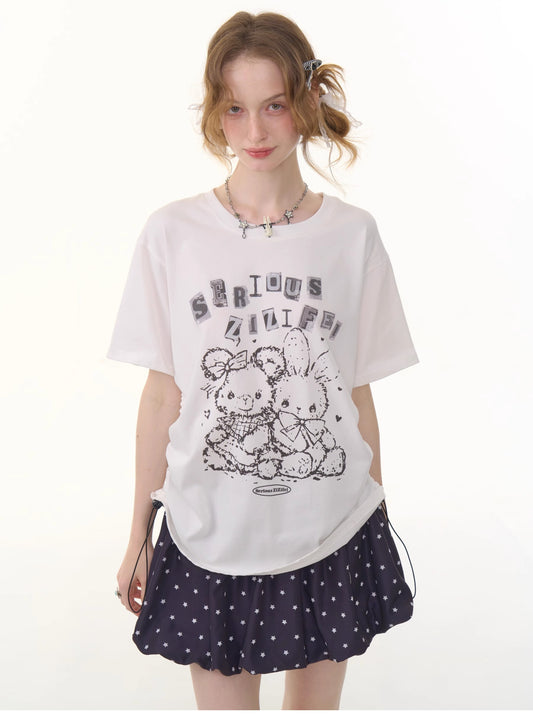 ziziFei Vintage Bunny Drawstring Tee