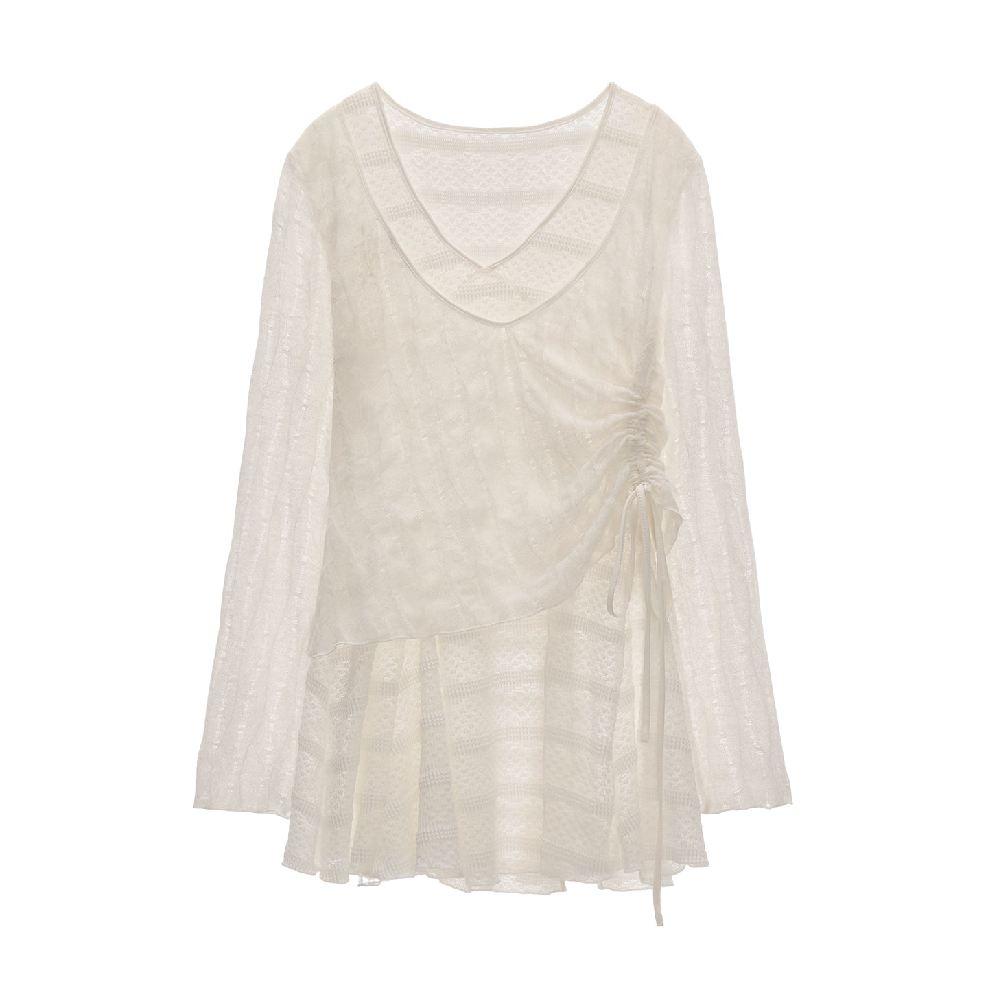 MAMC Sheer Layered V-Neck Top