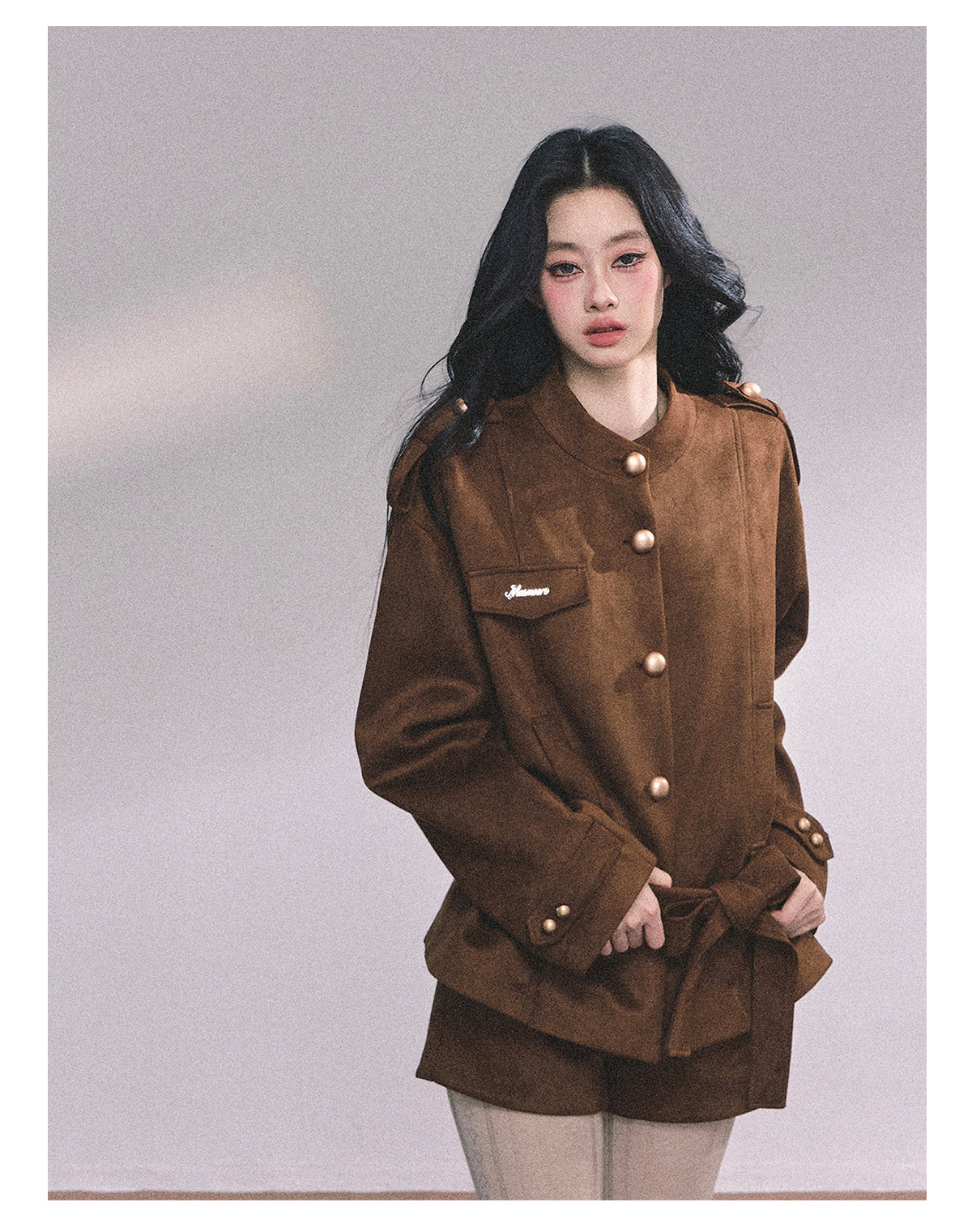 ShaoYeYan Delpan Winter French British Style Suede Set