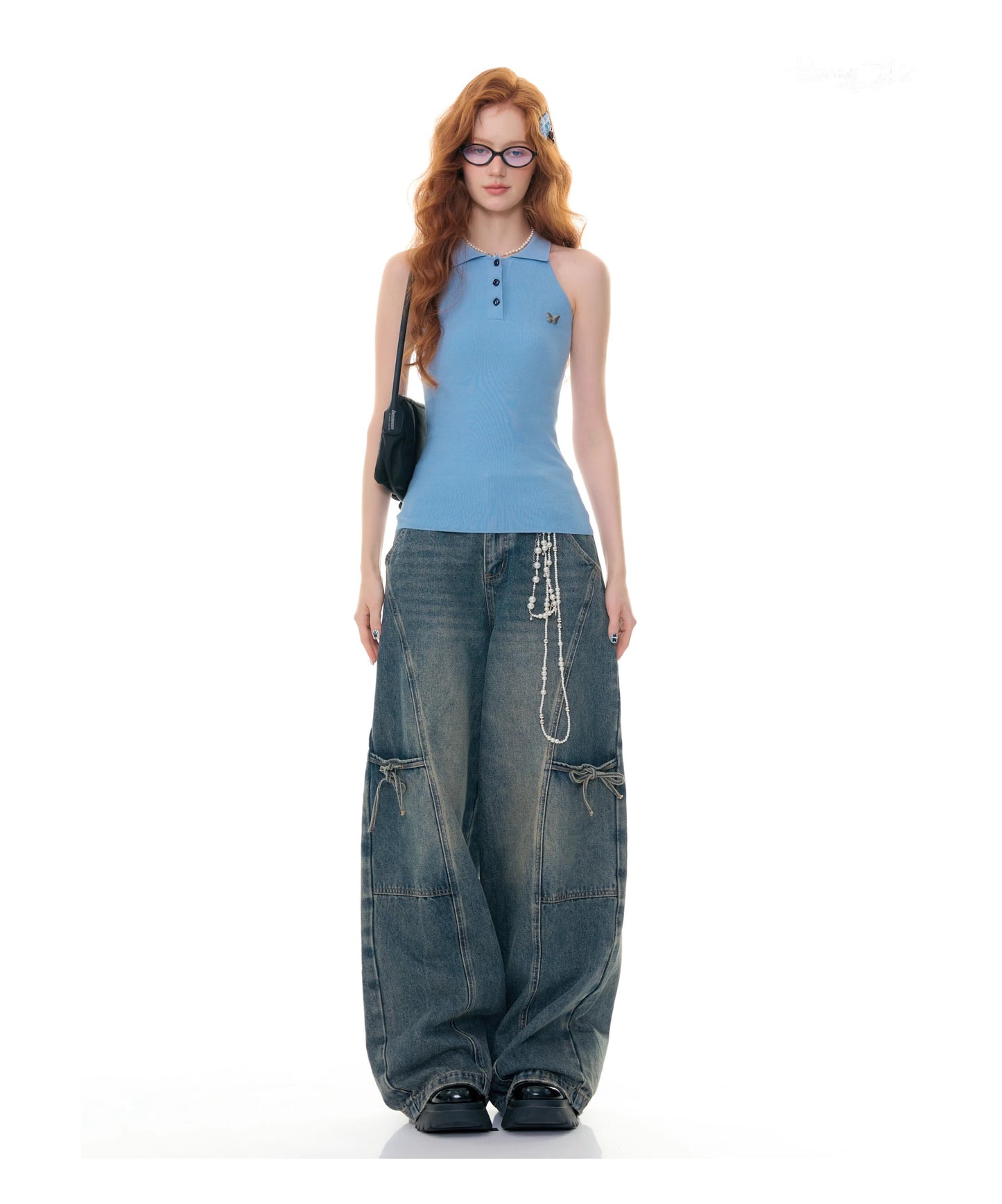 ZiziFei Bow-Detail Denim Pants