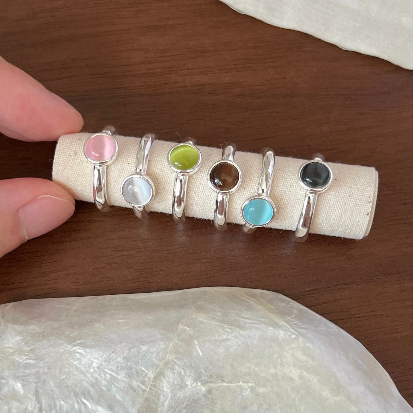VIGVOG Cat's Eye Stone Rings