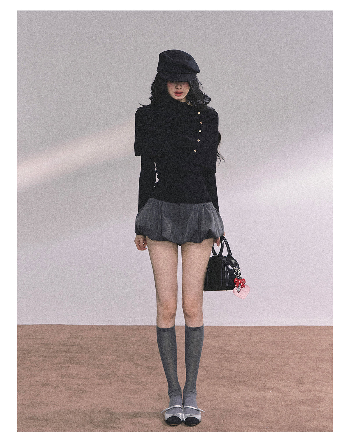 ShaoYeYan Noblewoman Waist-Defining Long Sleeve Knit Top