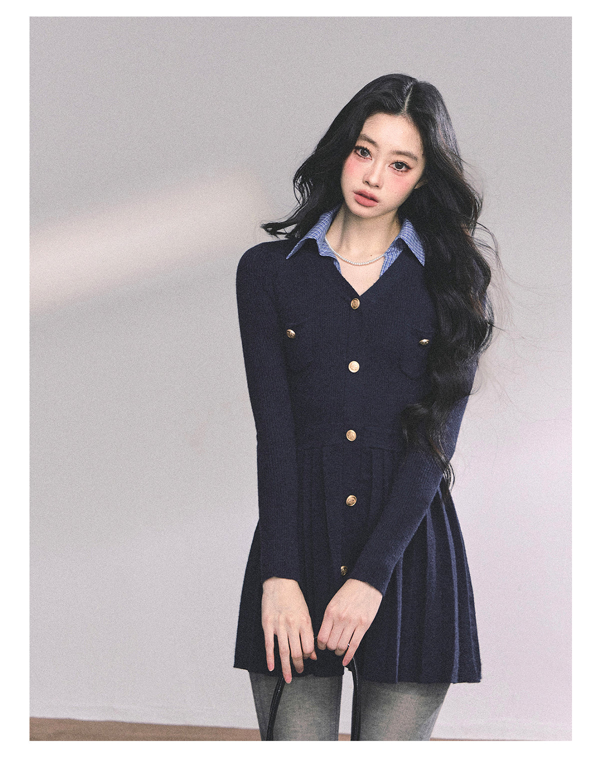 ShaoYeYan Paisley Manuscript Fake Two-Piece American Knit Dress