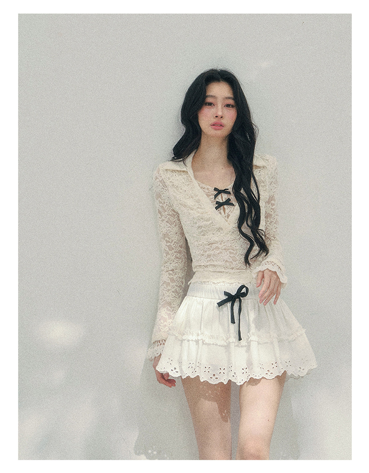 ShaoYeYan Aomalm Out-of-Focus Monologue Fake Two-Layer Lace Top