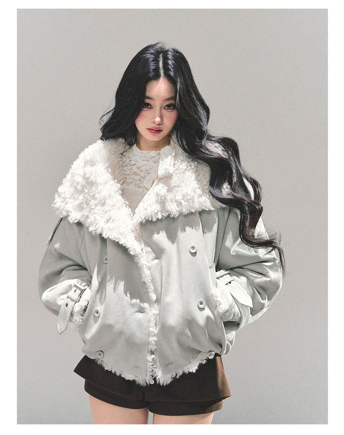 ShaoYeYan Fluffy Winter Lamb Fur Coat