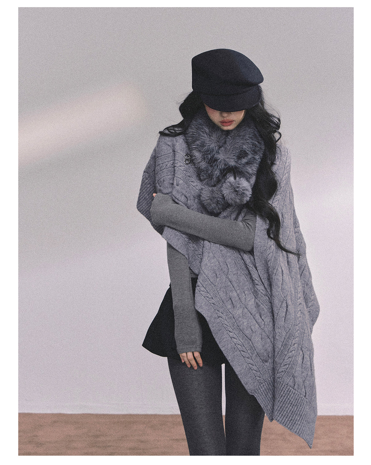 ShaoYeYan Yirgacheffe French Style Fur Collar Scarf