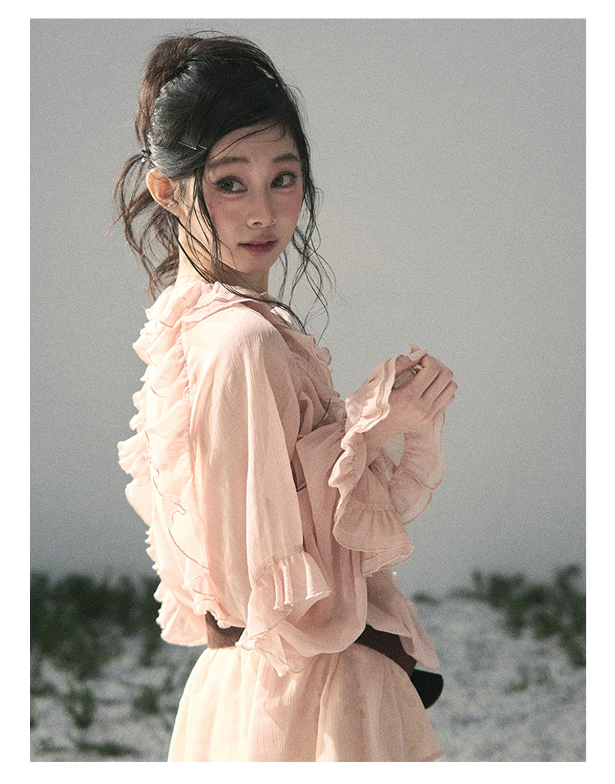 ShaoYeYan Aomalm Listening to Wind's Whisper French Ruffle Lace Blouse