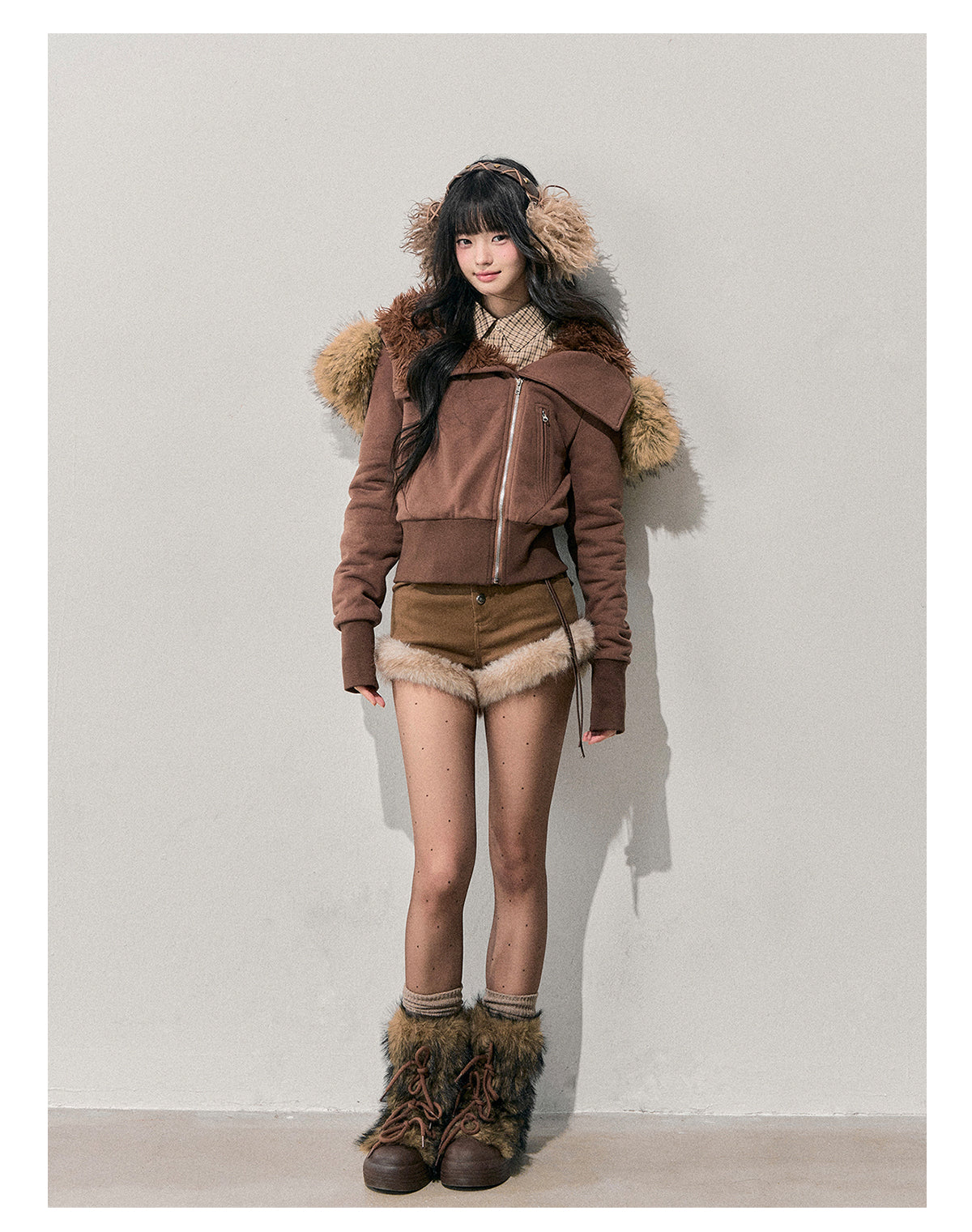 ShaoYeYan Aomalm Warm Wilderness Korean Shearling Hooded Coat
