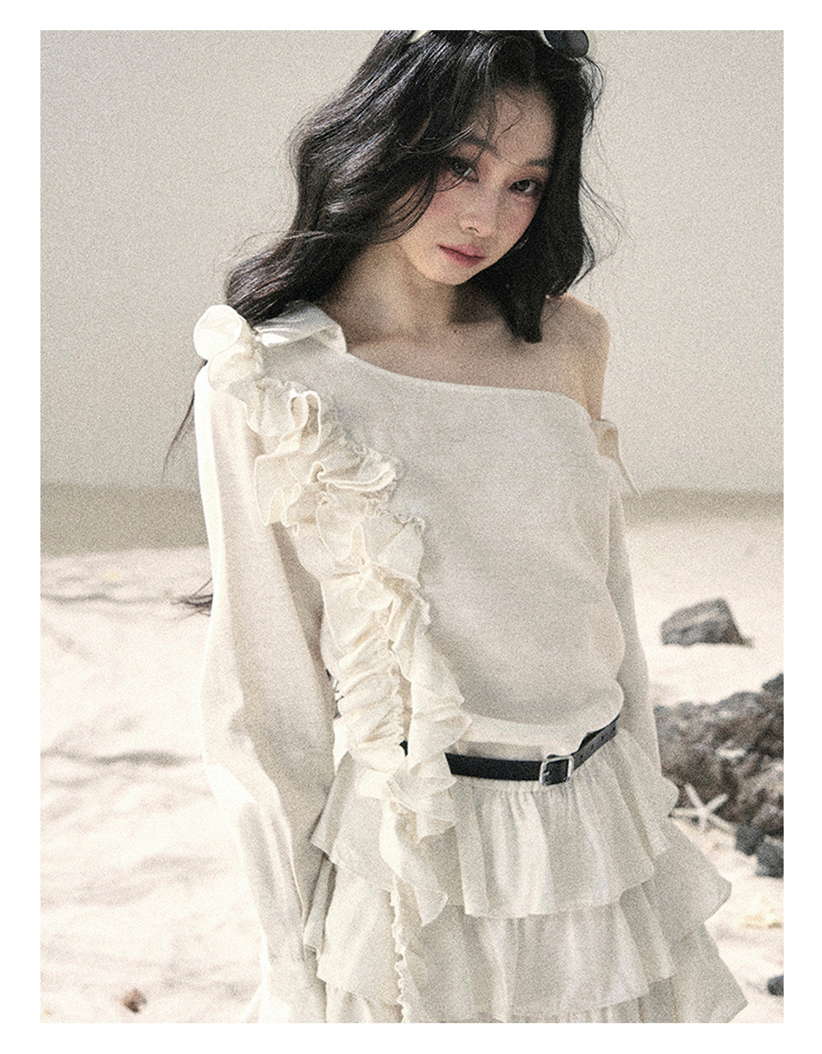 ShaoYeYan Aomalm Early Summer Lotus Petal French Ruffle Off-Shoulder Dress
