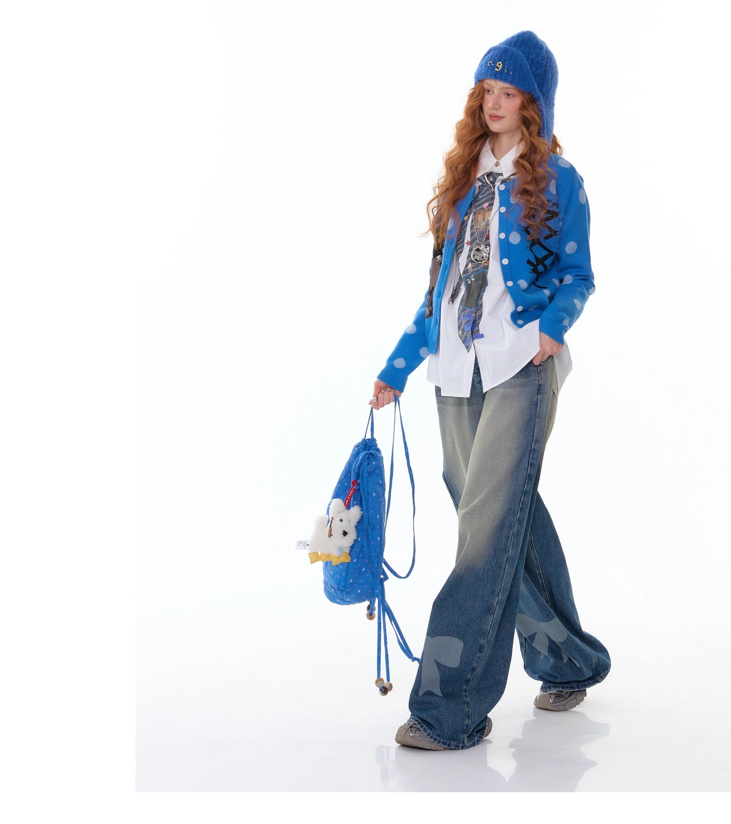ZiziFei Bow-Print Denim Pants
