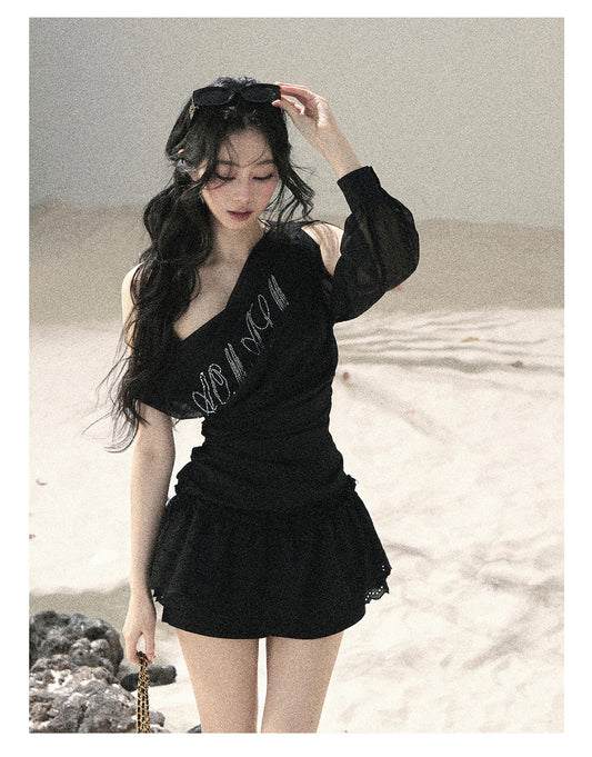 ShaoYeYan Aomalm Fragmented Starlight Korean Off-Shoulder Mesh Top