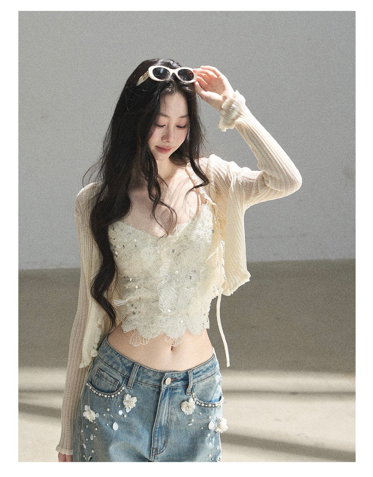 ShaoYeYan Aomalm Waiting for a Passing Breeze French Lace Cami Set (free size)
