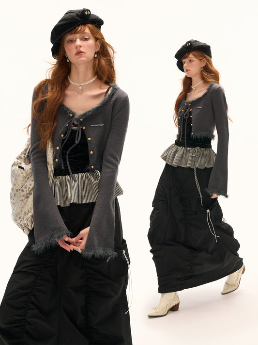 MAMC Square Neck Cropped Cardigan
