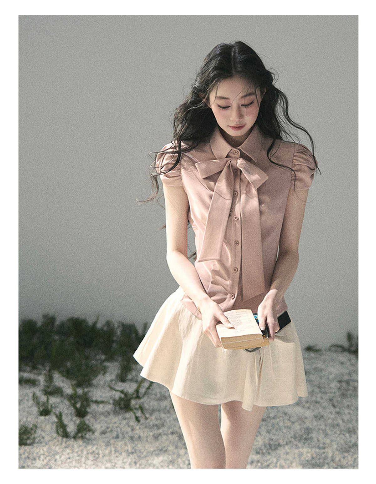 ShaoYeYan Aomalm Powdered Sugar Secrets Bow French Blouse