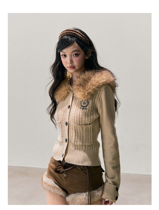 ShaoYeYan Aomalm Snow Falls Silently Plush Cardigan