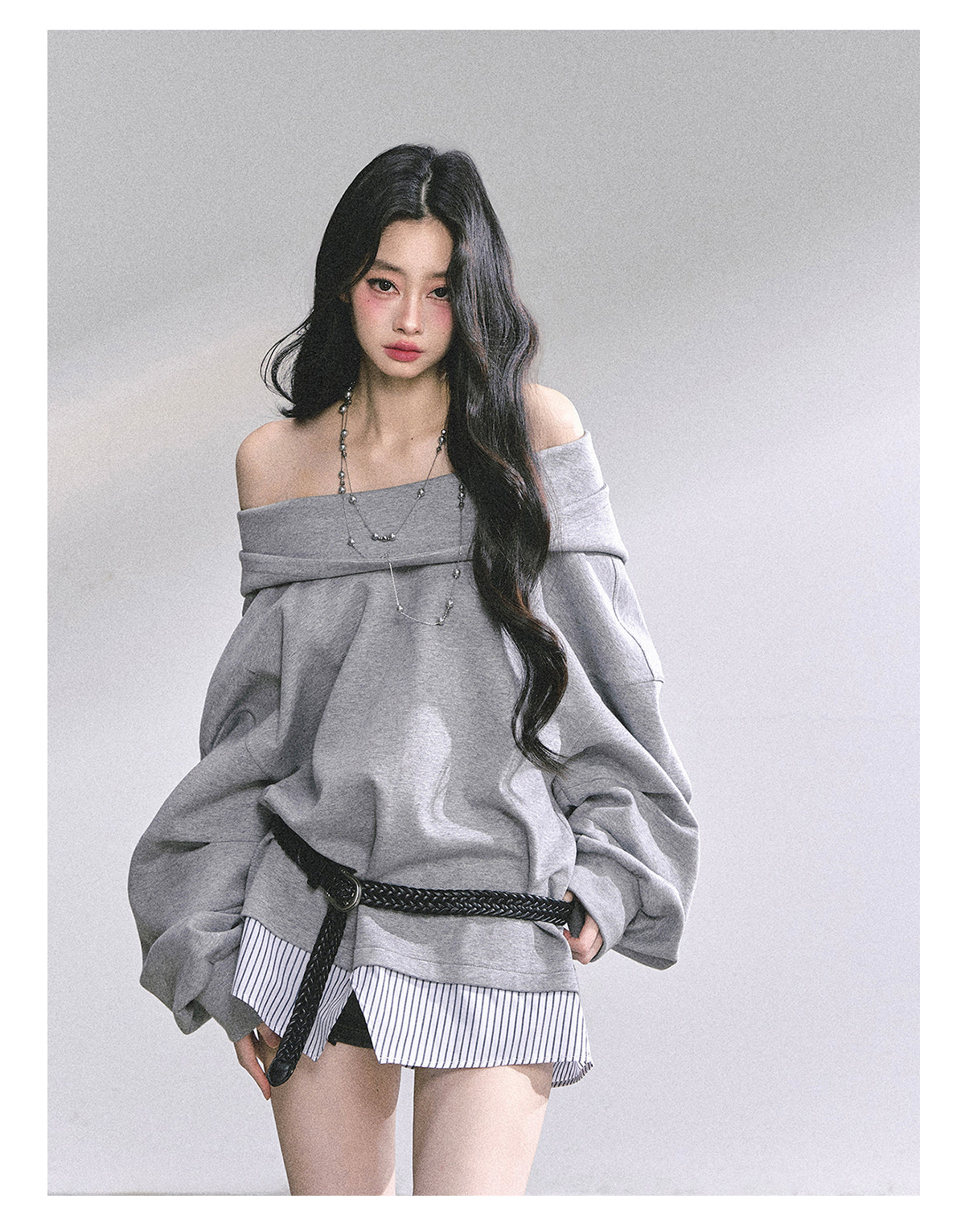 SHAOYEYAN Fake Two-Piece Oversized Hoodie (with belt)