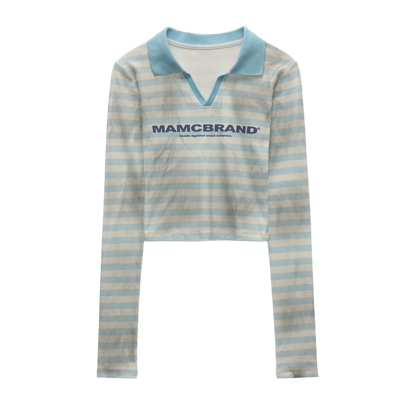 MAMC Distressed Stripe Long Sleeve Polo Shirt