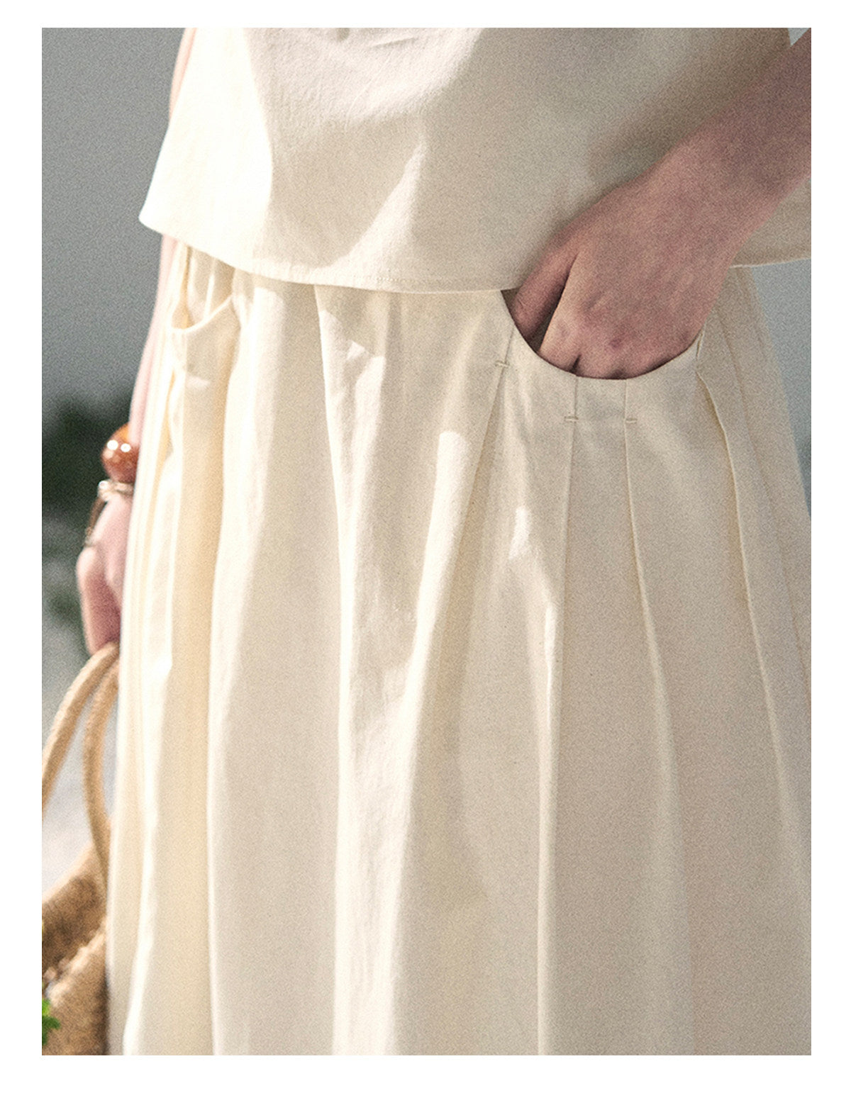ShaoYeYan Aomalm White Pleated Poem Elegant Two-Piece Set
