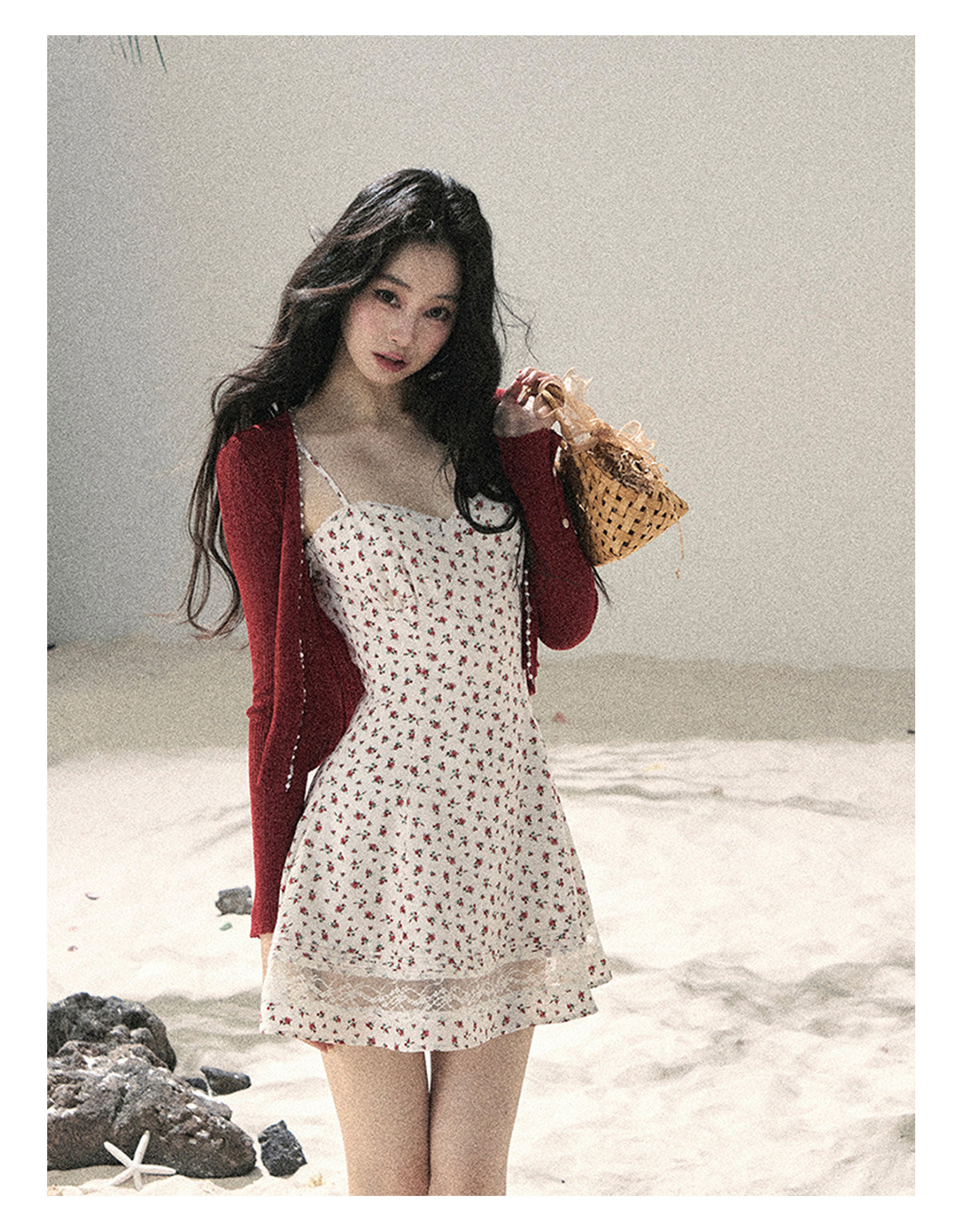 ShaoYeYan Aomalm Blooming Rose Off-Shoulder French Lace Floral Dress