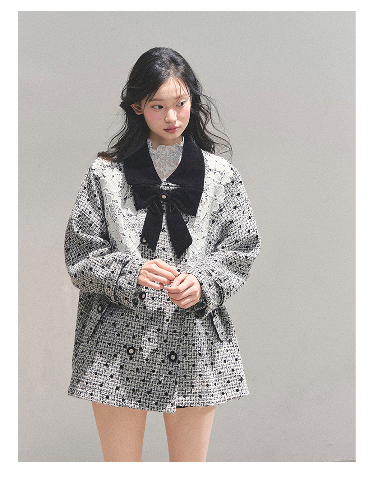 ShaoYeYan Aomalm Out of Focus Moment Lace Plaid Coat