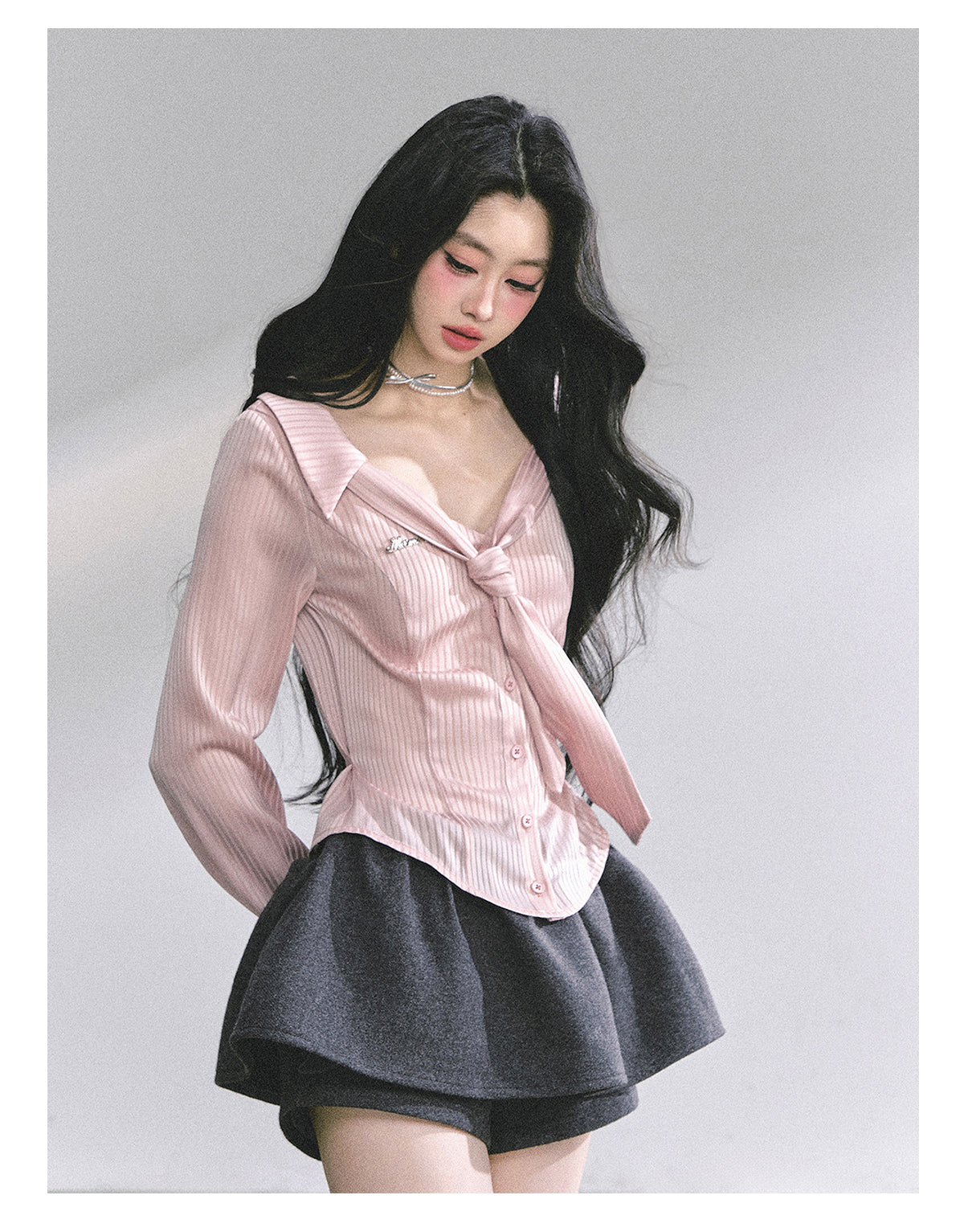 SHAOYEYAN Pink Polo Stripe Shirt
