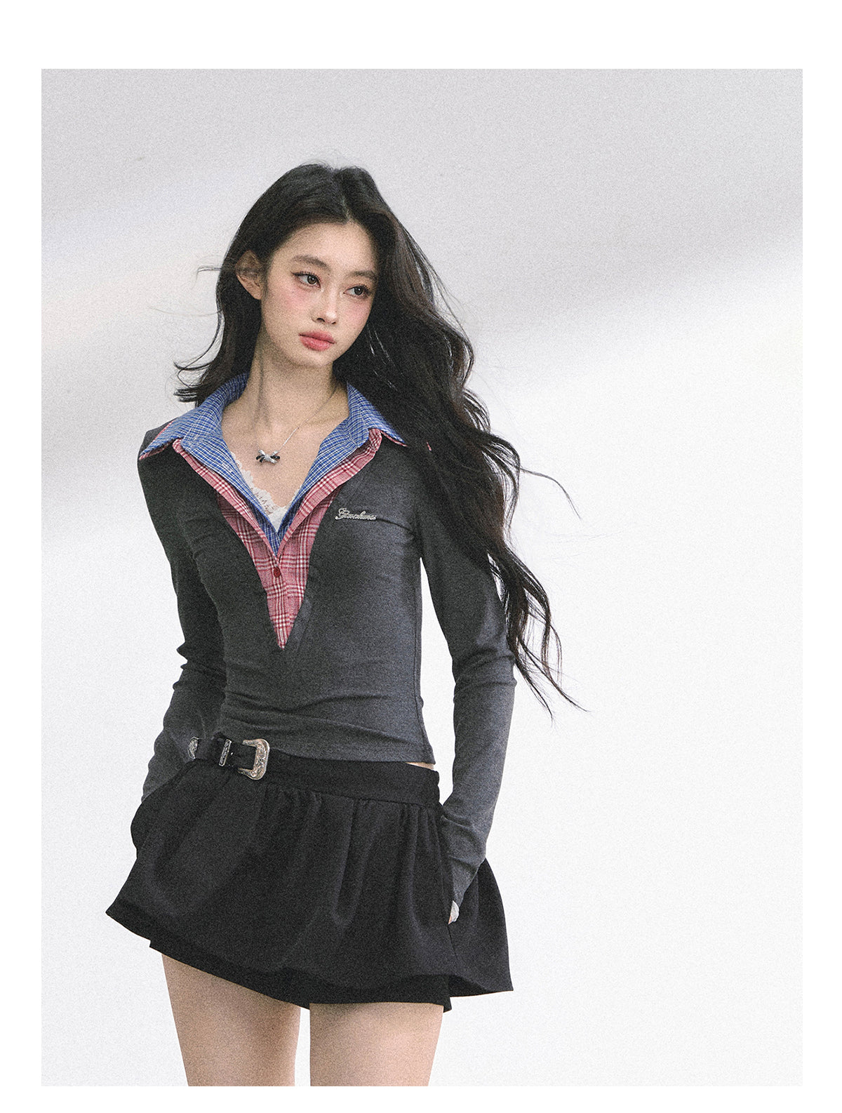 SHAOYEYAN American Style Mock Two-Layer Long Sleeve