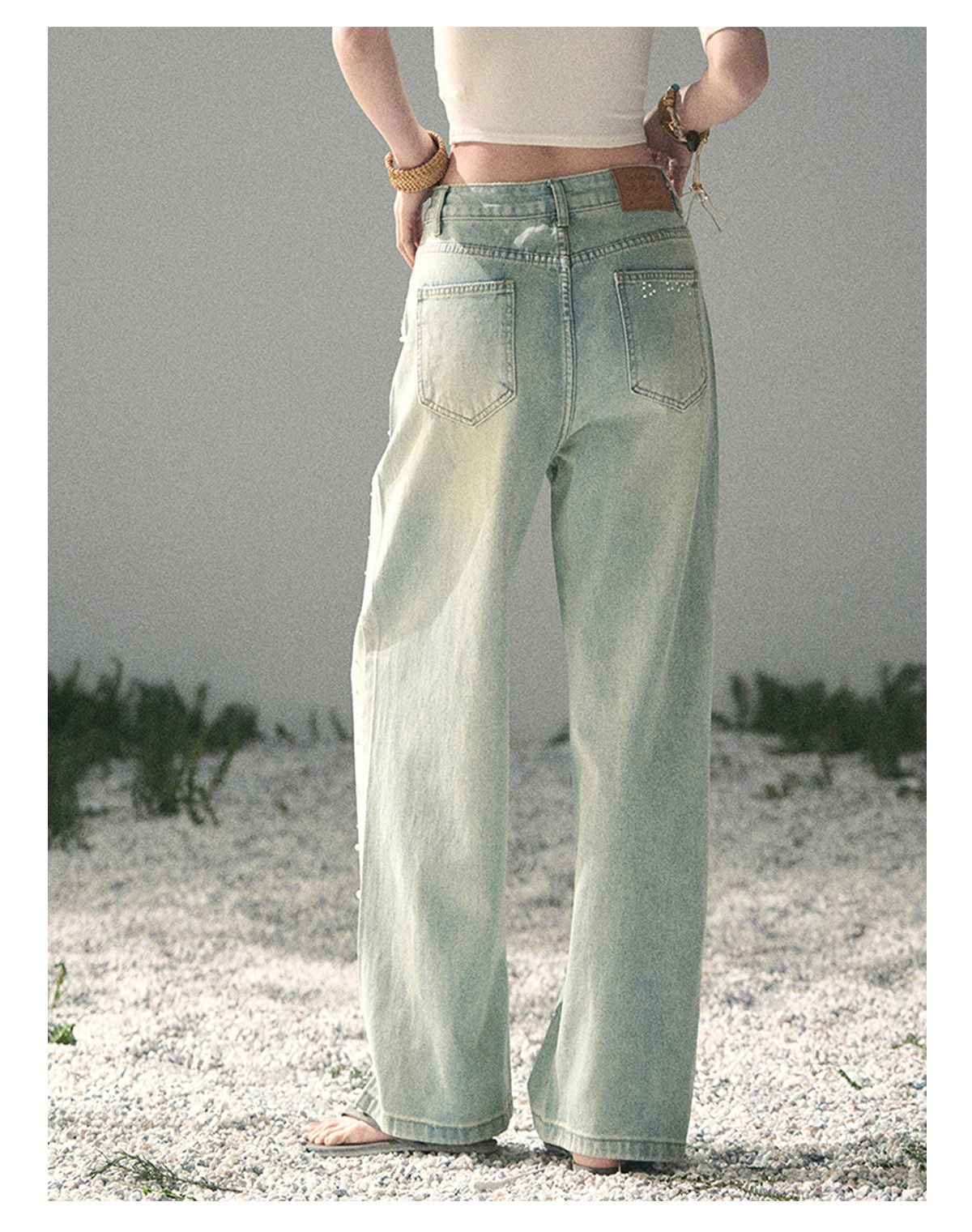 ShaoYeYan Aomalm Blue Note Stardust Embellished Straight Jeans