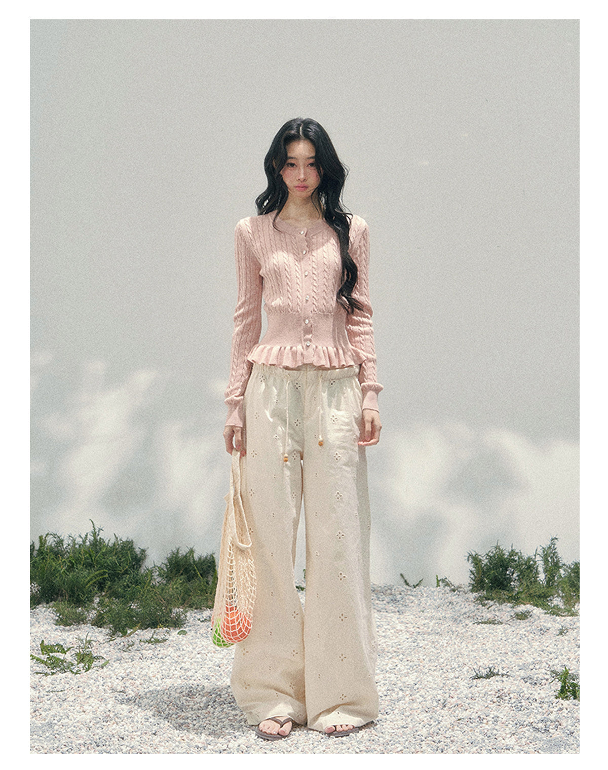 ShaoYeYan Aomalm Pearl's Gentle Ode Waist-Defining Ruffle Sweater