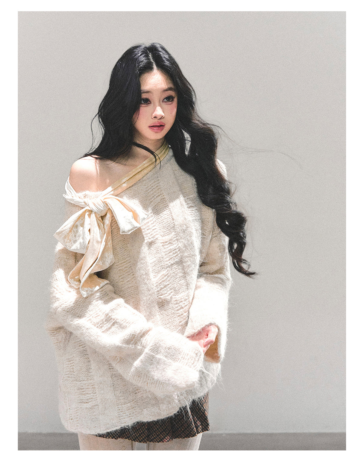 ShaoYeYan She Floods The Morning French Sweet Bow Sweater