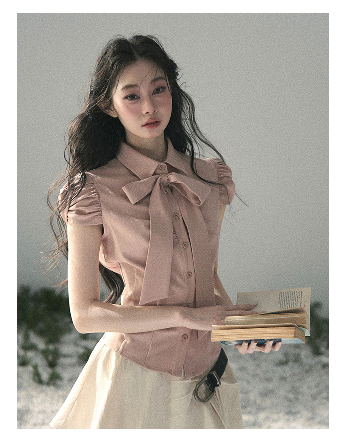 ShaoYeYan Aomalm Powdered Sugar Secrets Bow French Blouse