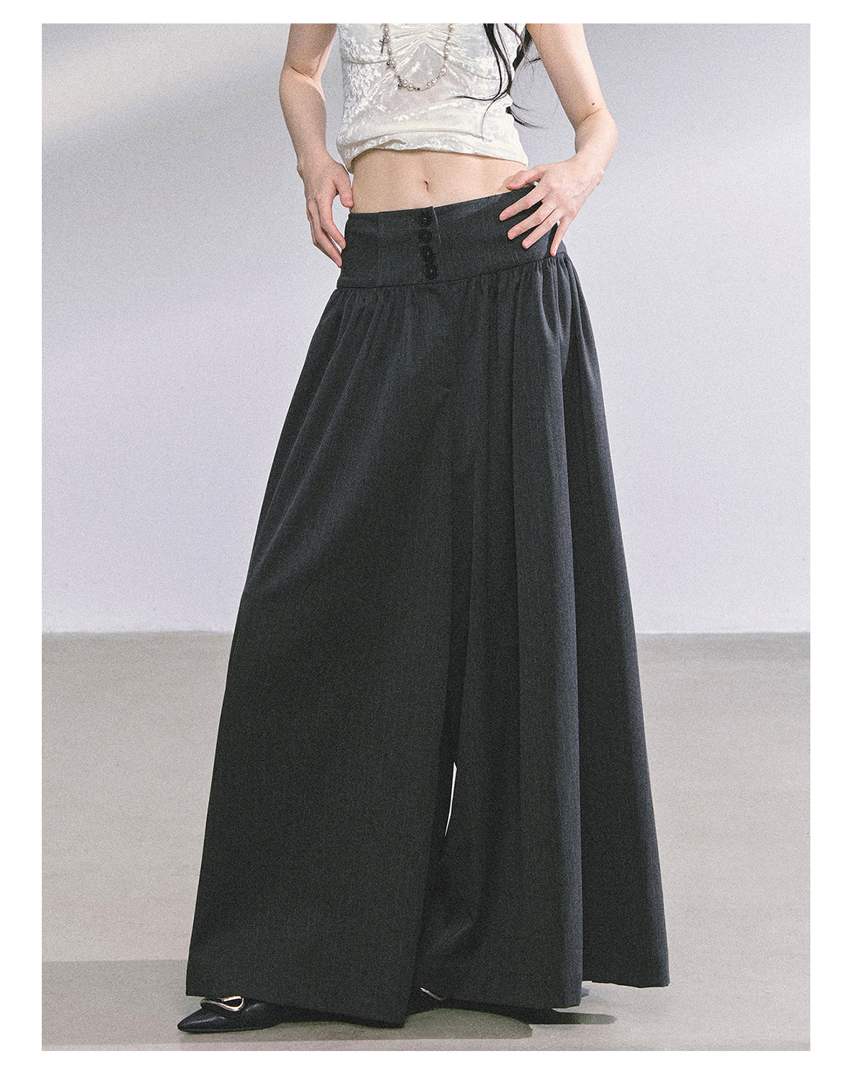 ShaoYeYan Rosa Street Loose Fit Wide-Leg Trousers