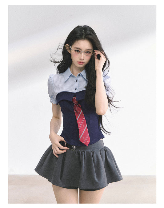 SHAOYEYAN American Style Striped Crop Tee