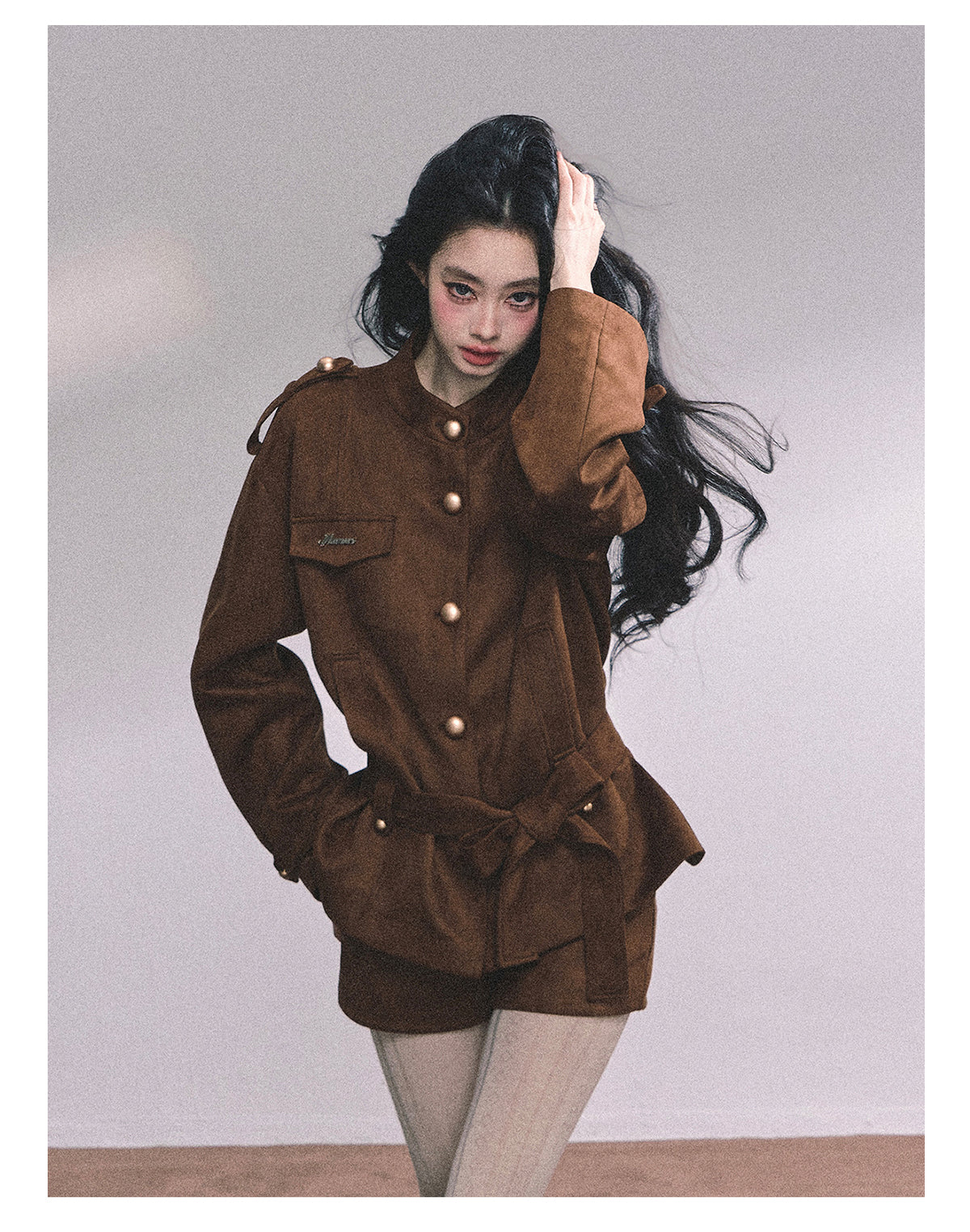 ShaoYeYan Delpan Winter French British Style Suede Set