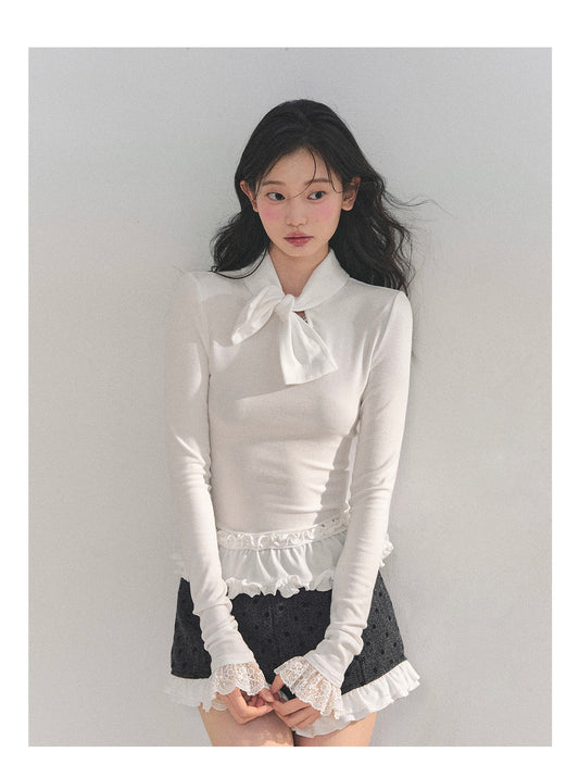 ShaoYeYan She Shatters Moonlight Ruffle Lace T-Shirt