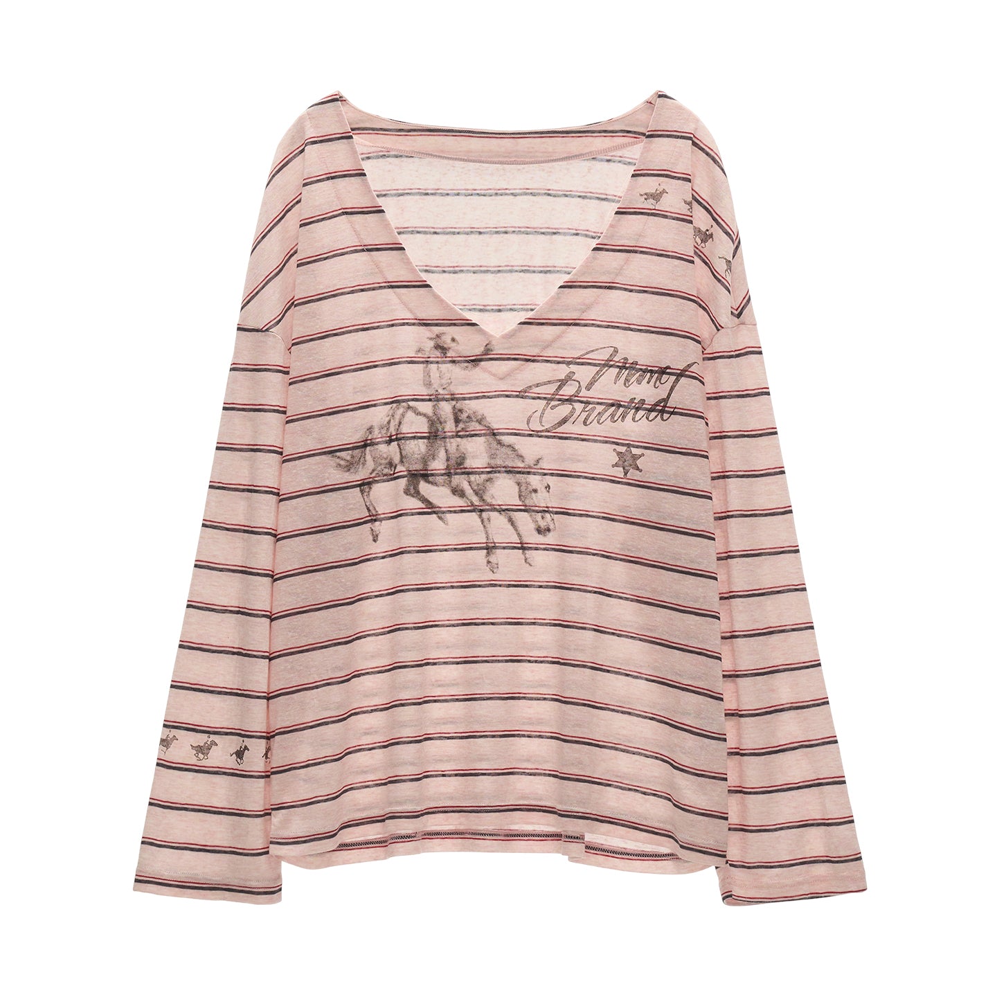 MAMC Oversized V-Neck Striped Tee