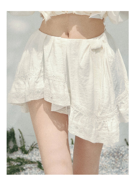 ShaoYeYan Aomalm Moonlight Ripple Asymmetric French Lace Skirt