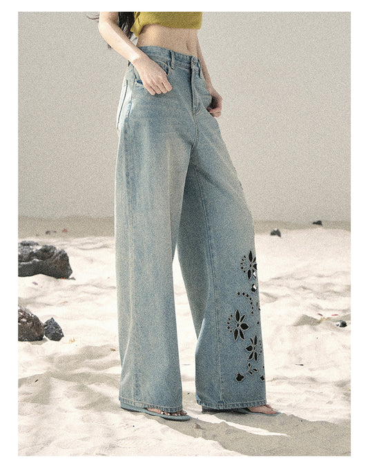 ShaoYeYan Aomalm Scent of Sea Salt American Butterfly Hollow Jeans