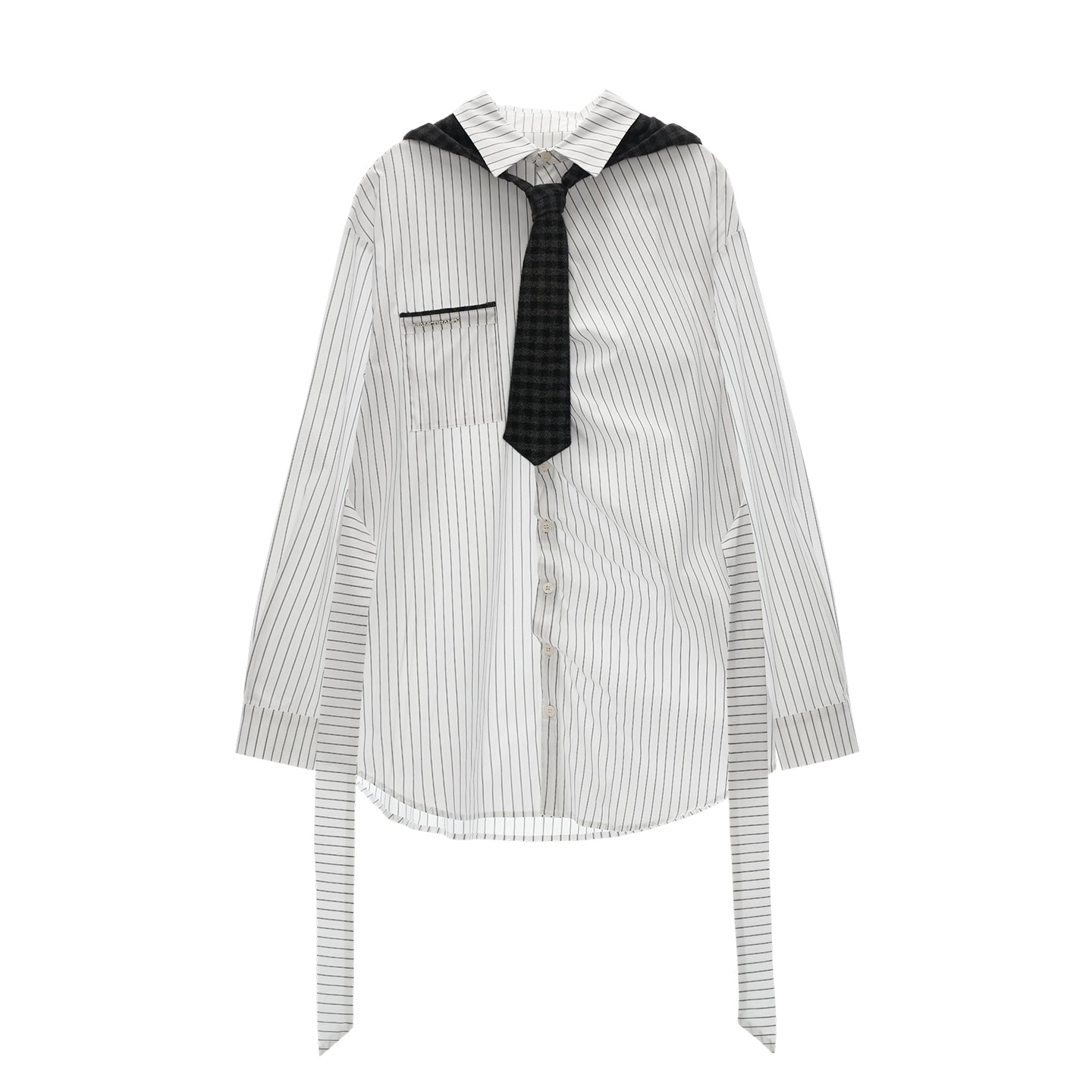 MAMC Longline Striped Bow Tie Blouse