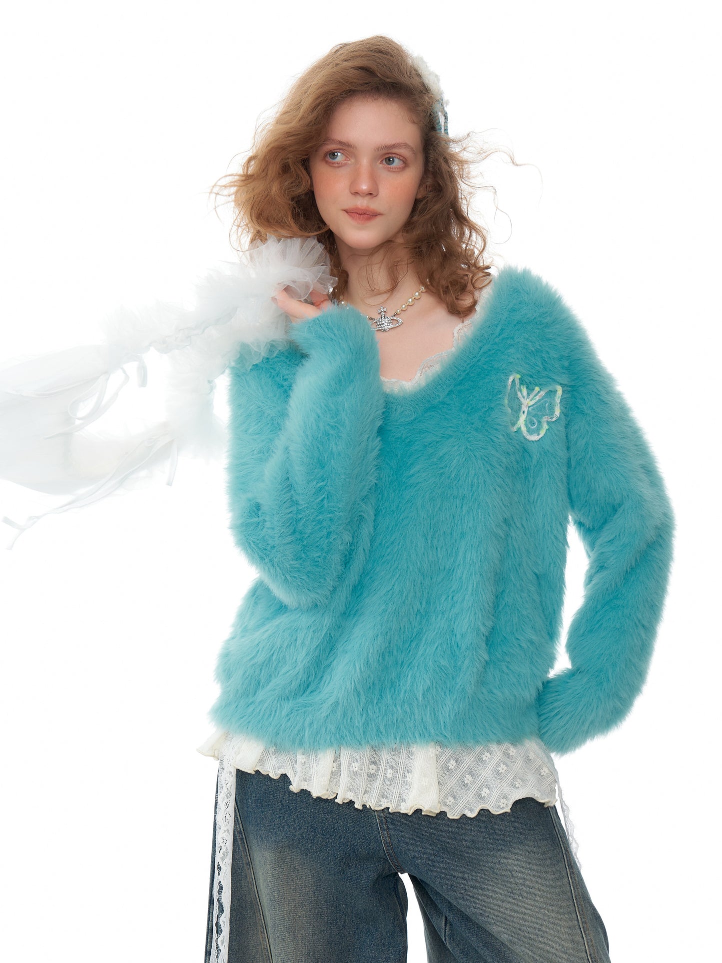ziziFei Faux Mink Knit Sweater