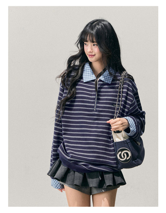 ShaoYeYan Aomalm She Vanished Into Blue Fake Two-Layer Striped Shirt