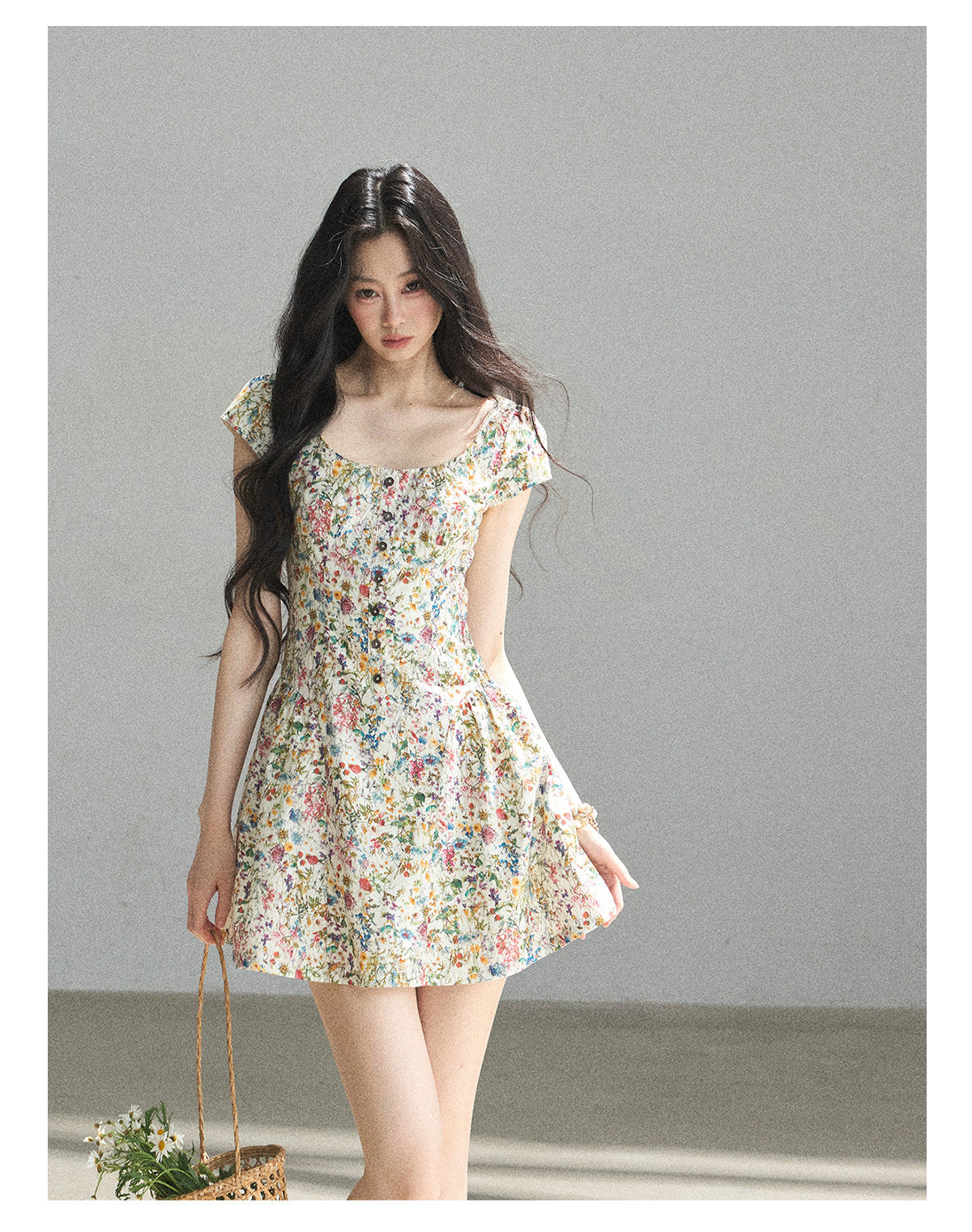 ShaoYeYan Aomalm Blazing Full Bloom French Floral Puff Dress