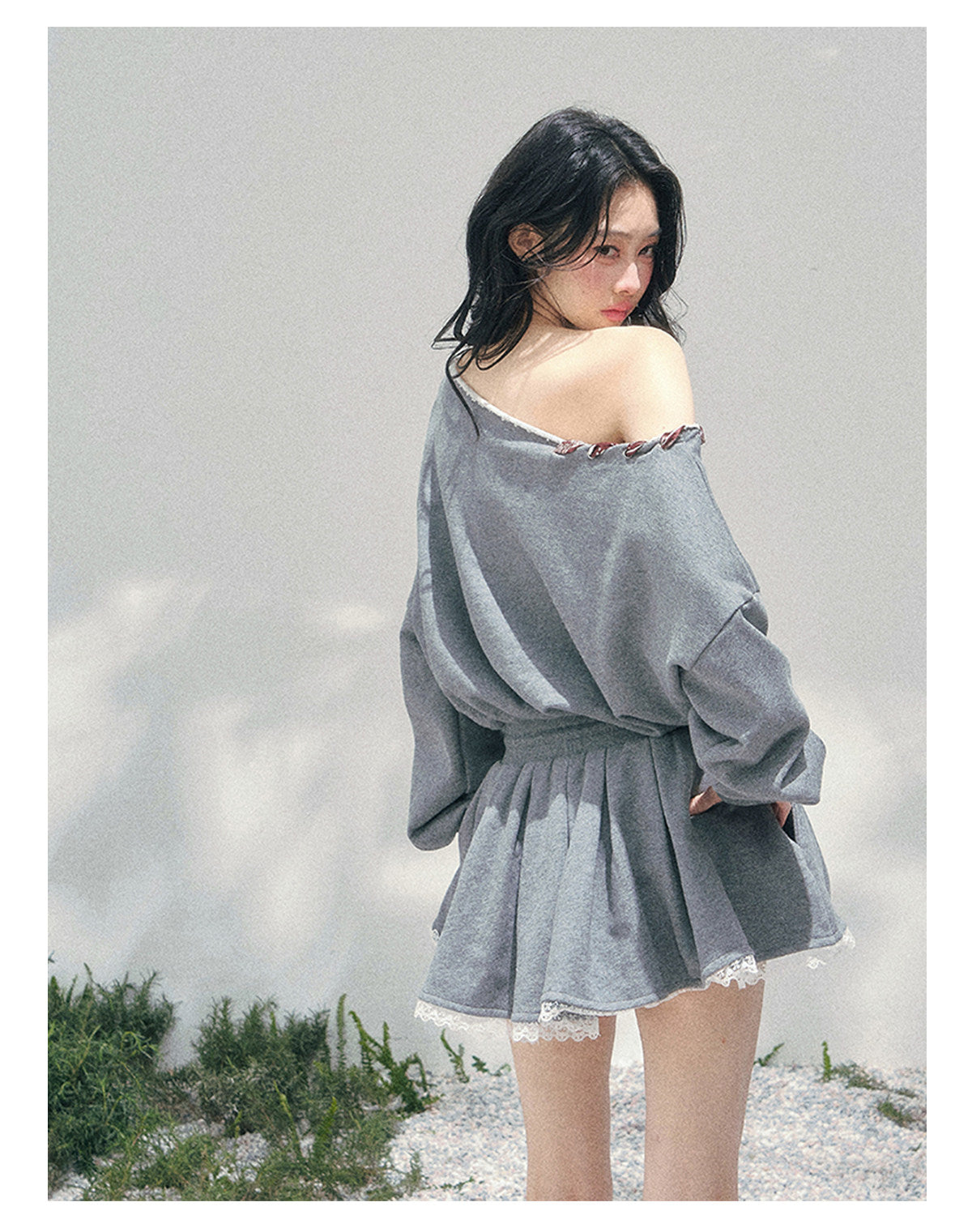 ShaoYeYan Aomalm Wind Like a Maiden Off-Shoulder Sweater Dress