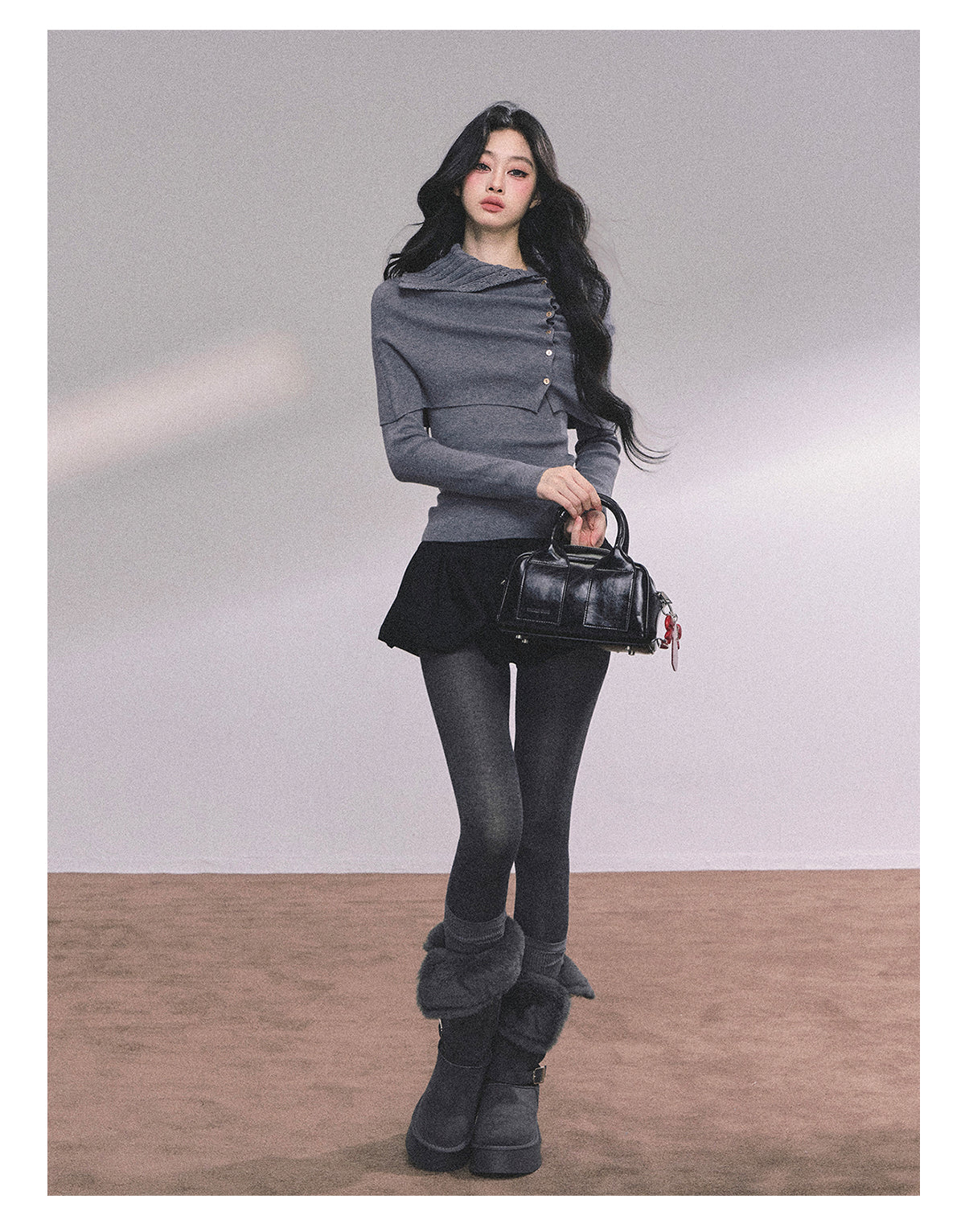 ShaoYeYan Noblewoman Waist-Defining Long Sleeve Knit Top