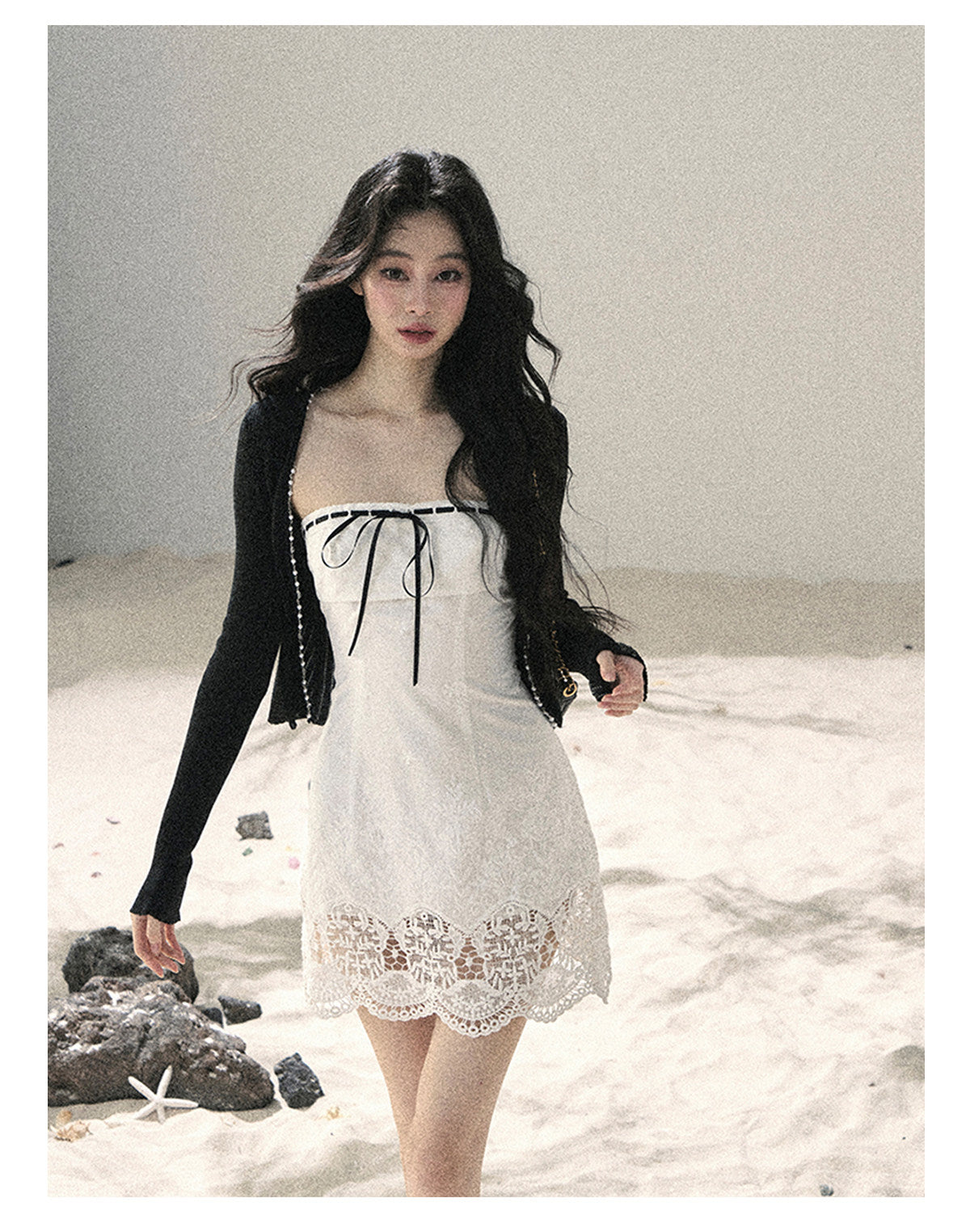 ShaoYeYan Aomalm Moonlight Weaves a Dream Off-Shoulder French Lace Dress