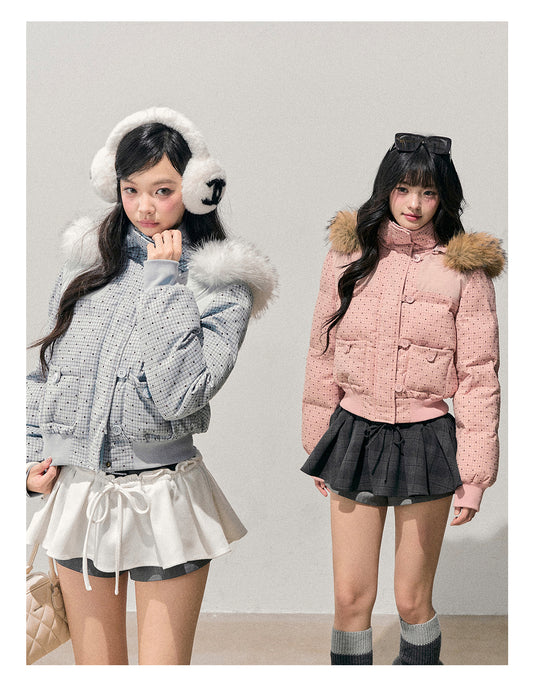 ShaoYeYan Aomalm Glass Candy Wrapper Dream Hooded Polka Dot Coat