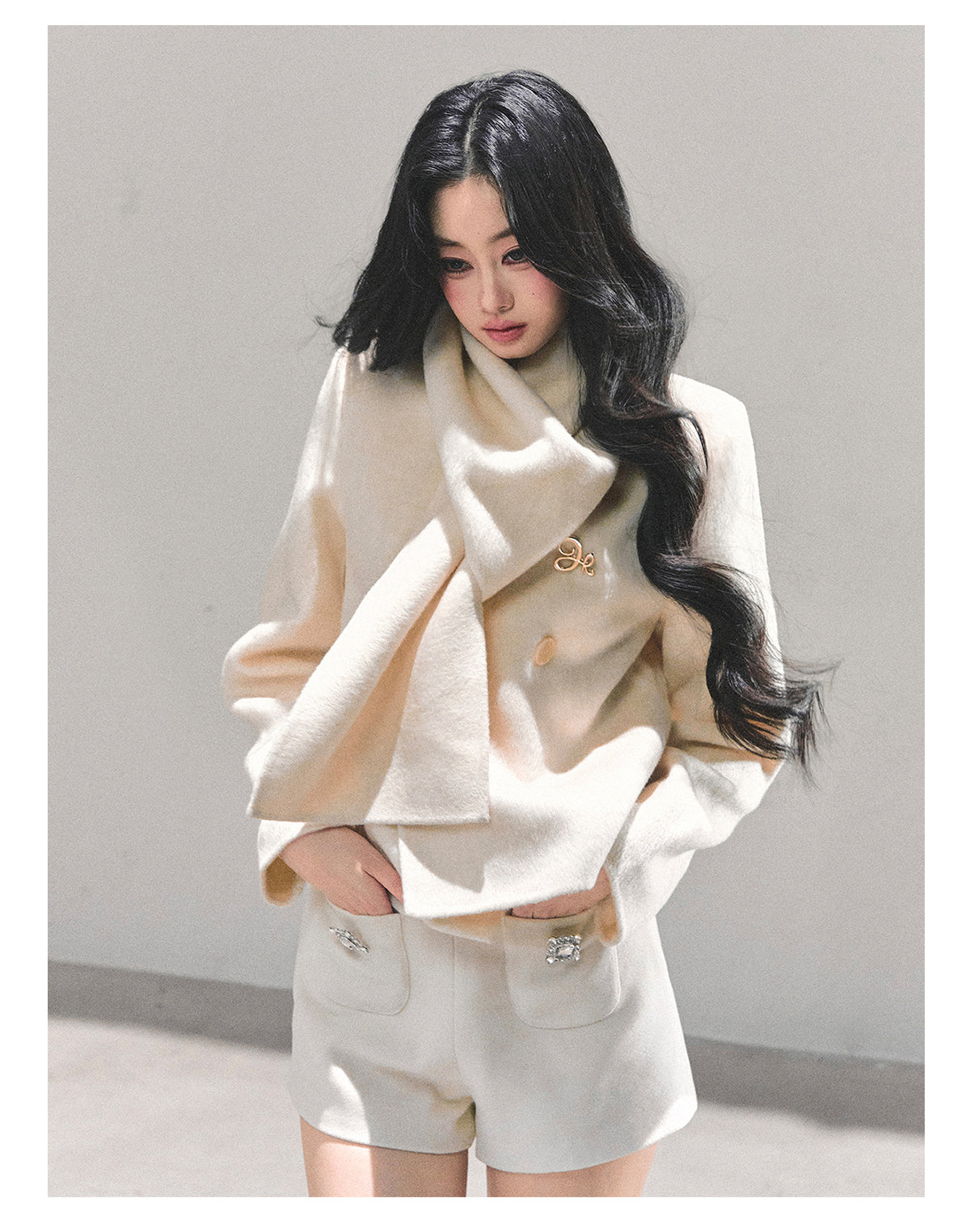 ShaoYeYan Twilight Snow Forest Wool Coat