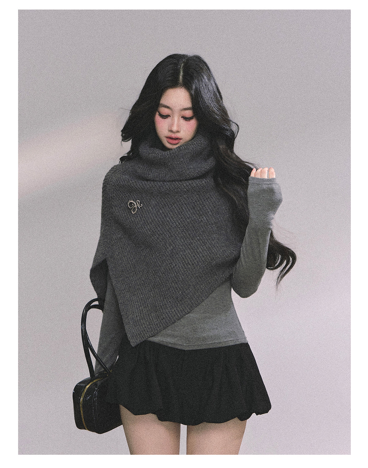 ShaoYeYan Late Autumn Sycamore Korean Style Loose High-Neck Sweater & Shawl